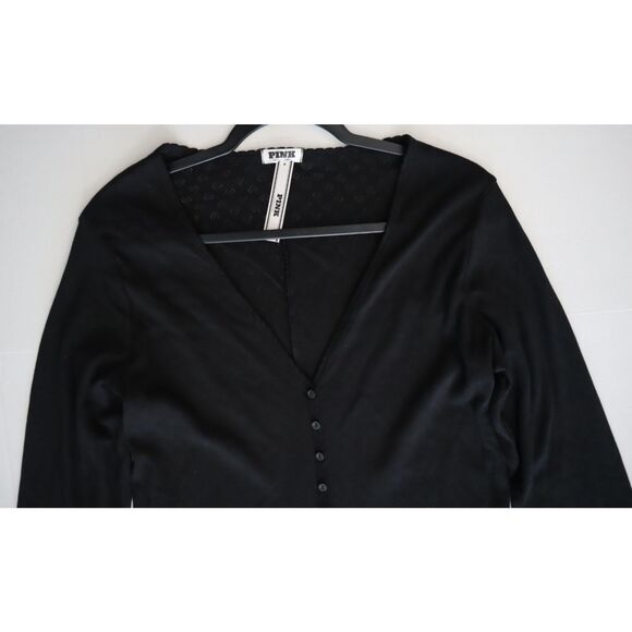 PINK x Victoria's Secret Women's Sz XL Black Heart Eyelette Romper Sleepwear - Picture 9 of 12